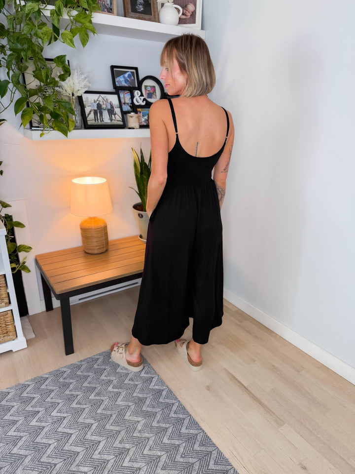 Koko Wide Leg Jumpsuit- BLACK