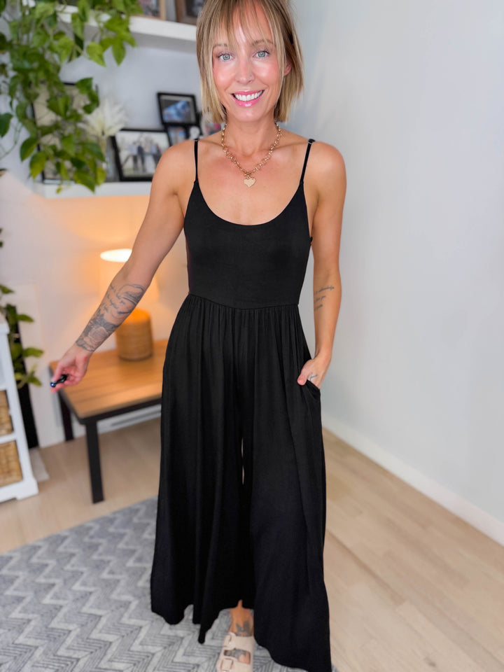 Koko Wide Leg Jumpsuit- BLACK