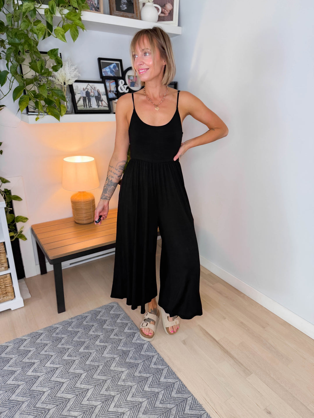Koko Wide Leg Jumpsuit- BLACK