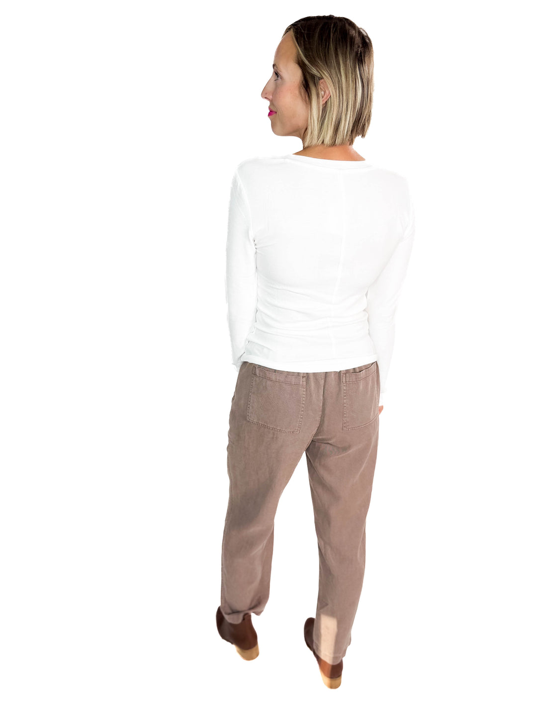 Verta Tencel Blend Tapered Pants- COCOA