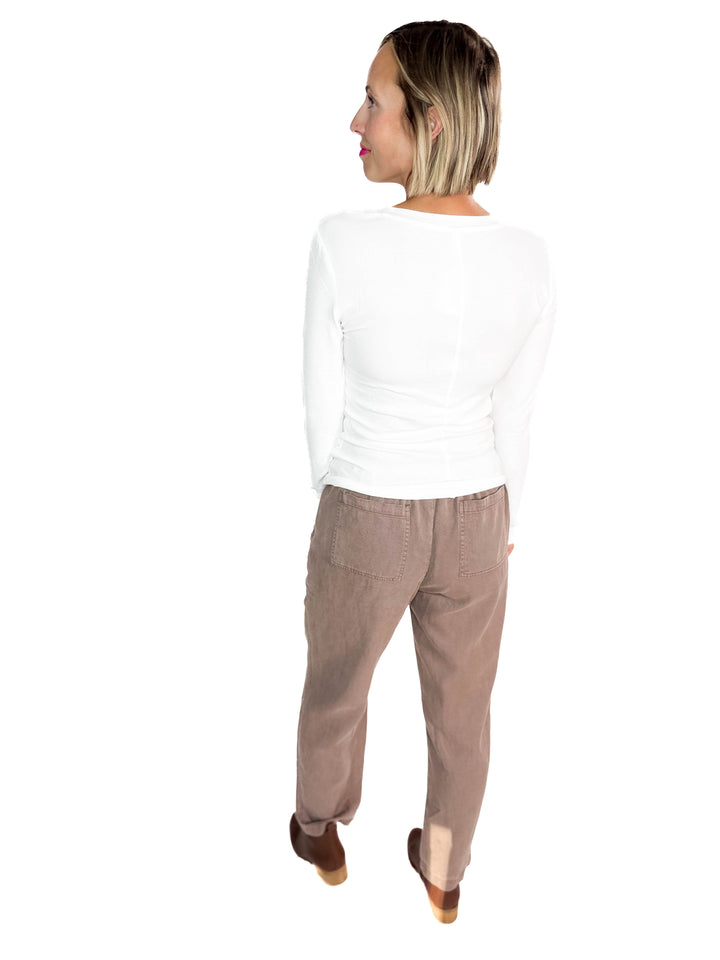 Verta Tencel Blend Tapered Pants- COCOA