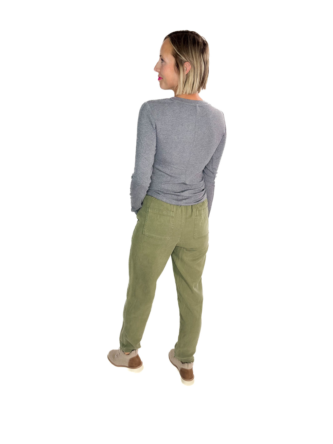 Verta Tencel Blend Tapered Pants- OLIVE