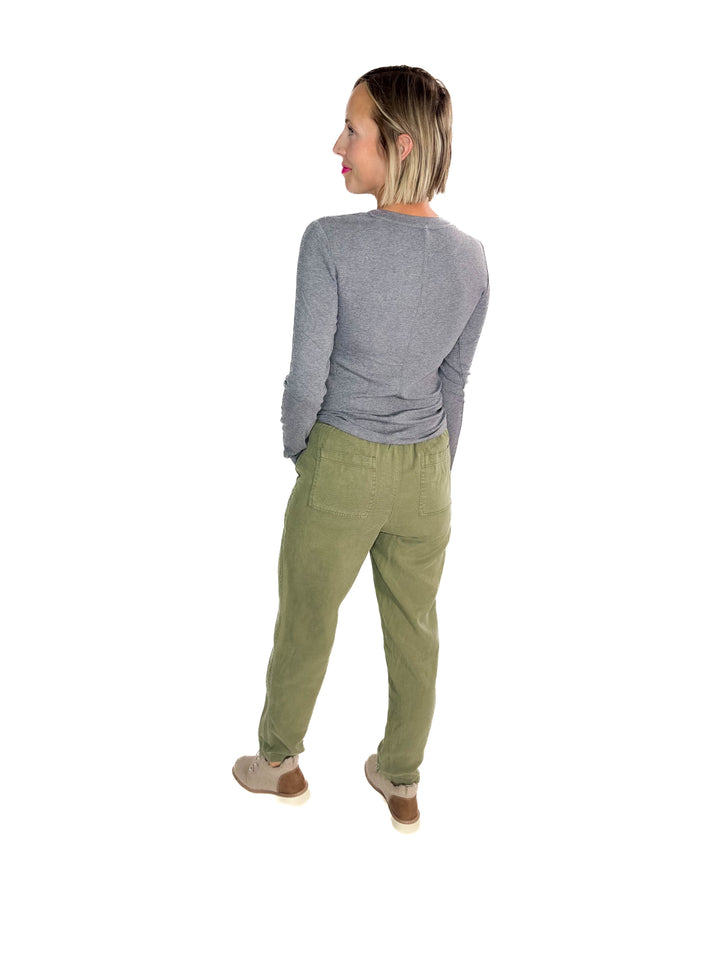 Verta Tencel Blend Tapered Pants- OLIVE