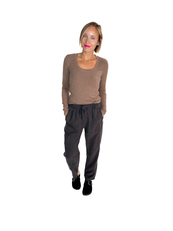 Verta Tencel Blend Tapered Pants- DARK CHARCOAL