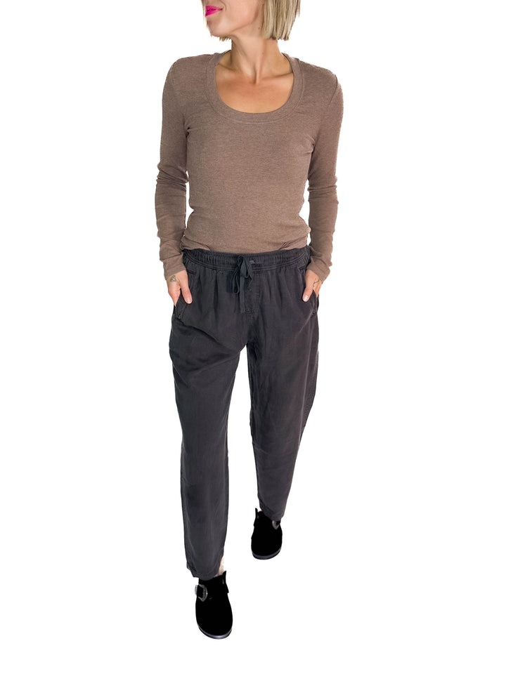 Verta Tencel Blend Tapered Pants- DARK CHARCOAL