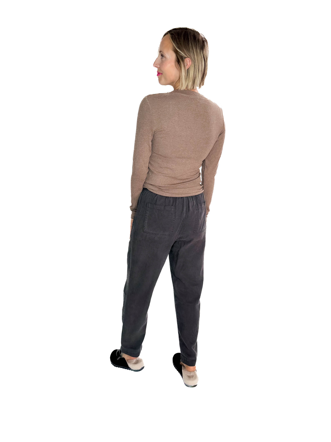Verta Tencel Blend Tapered Pants- DARK CHARCOAL