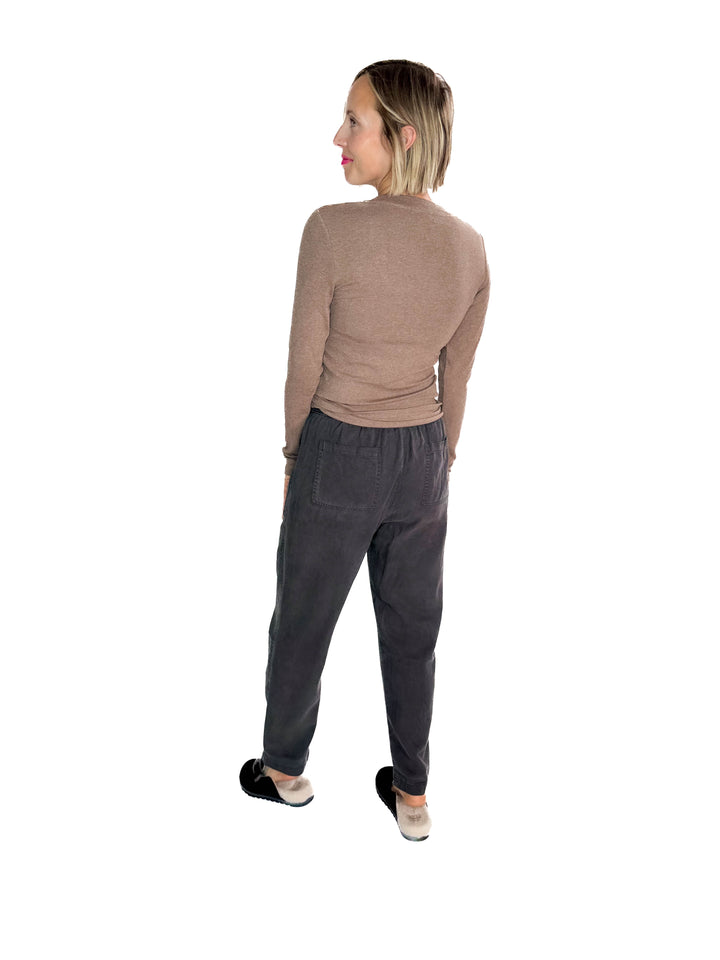 Verta Tencel Blend Tapered Pants- DARK CHARCOAL