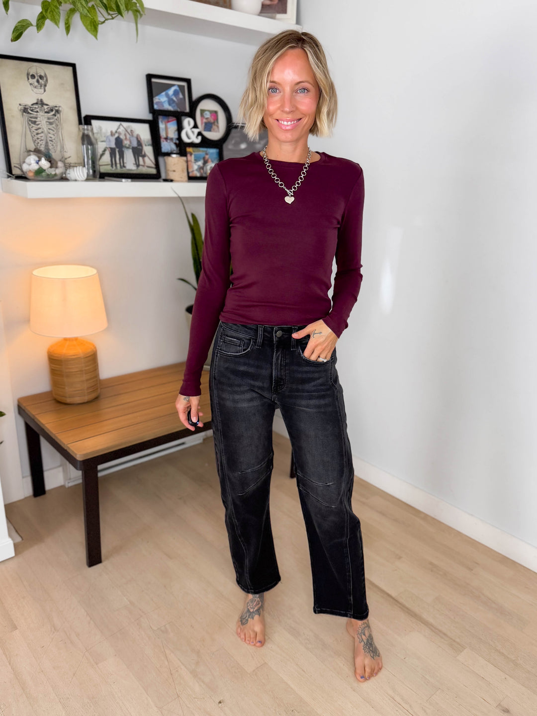 Flying Monkey Pamela High Rise Barrel Jean- WASHED BLACK