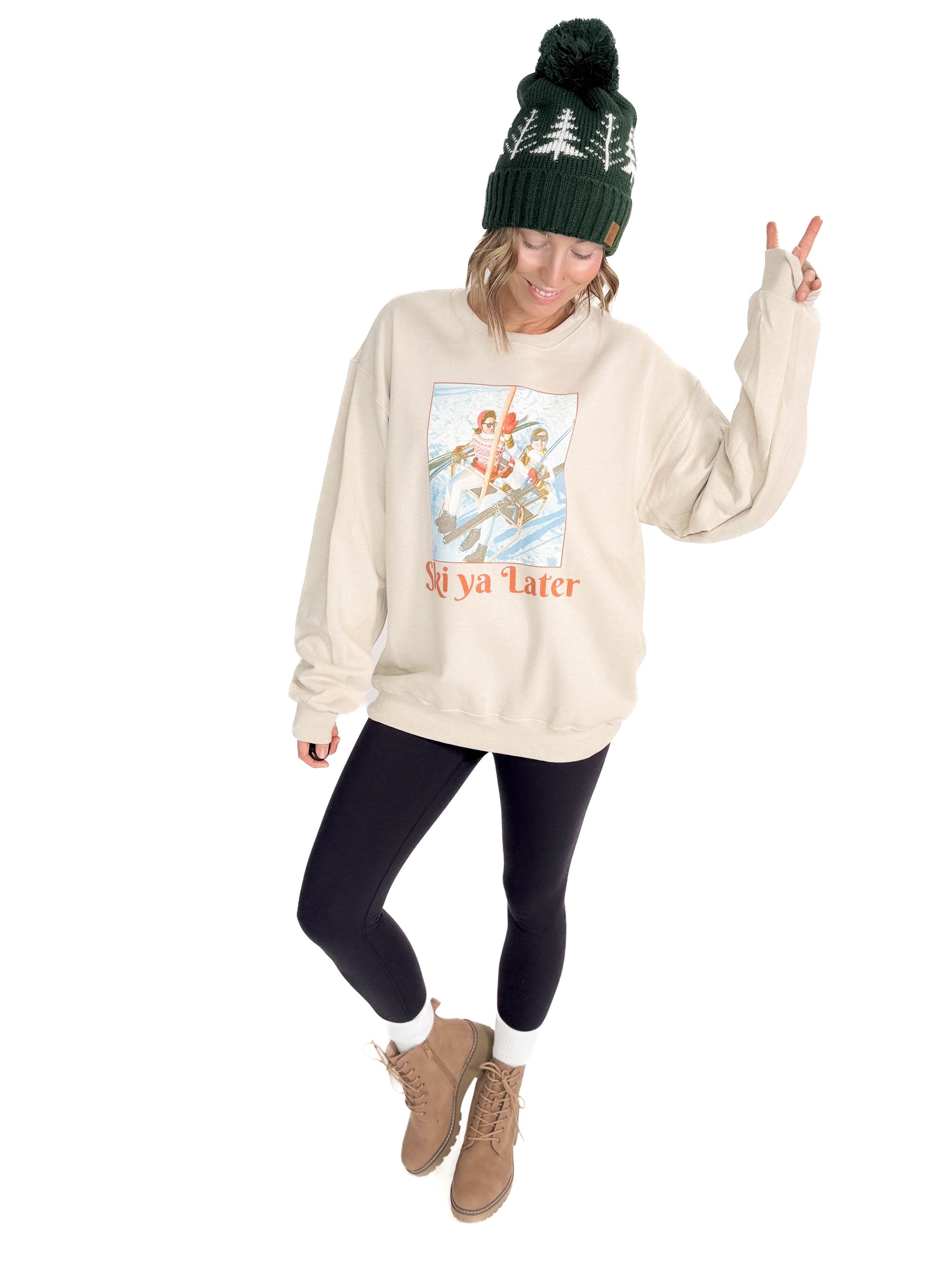 Ski Ya Later Crewneck- SAND