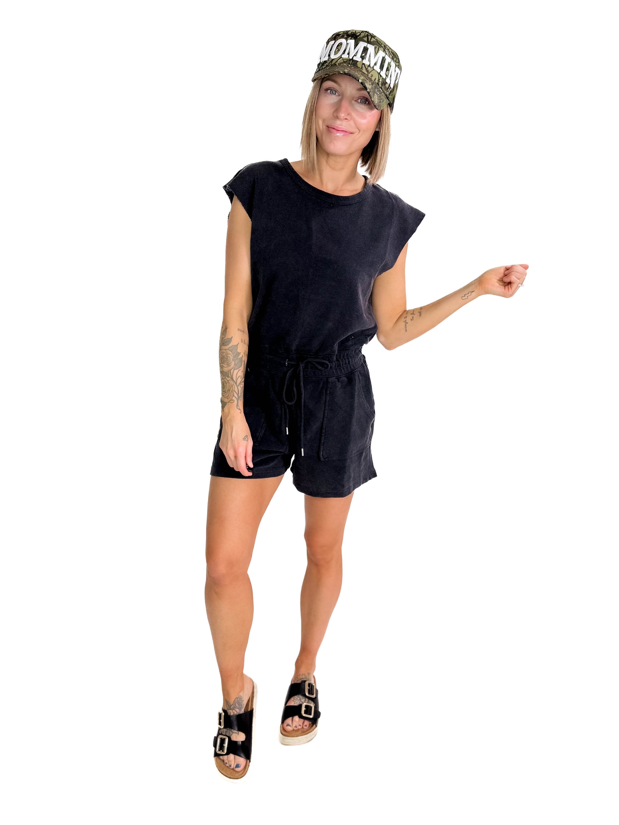 Montana Cotton Romper- BLACK