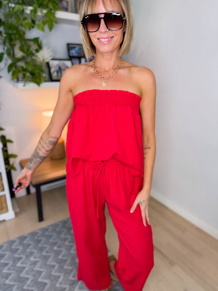 Tilly Tube Top and Pants Set- POPPY