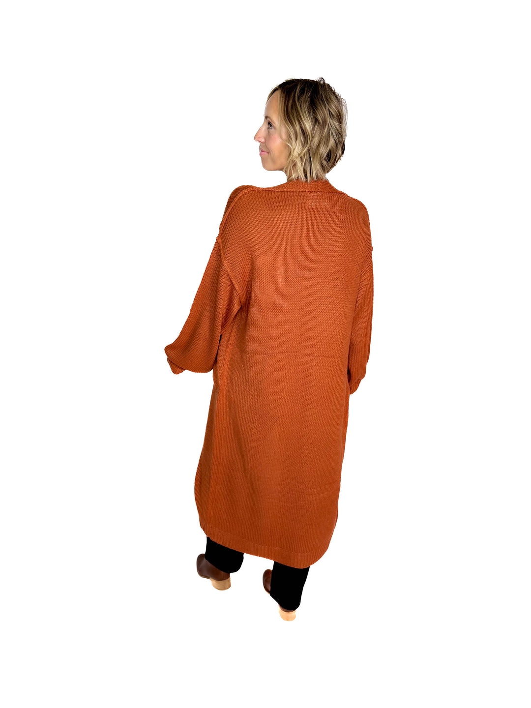 Sanderson Long Knit Duster Cardigan- RUST