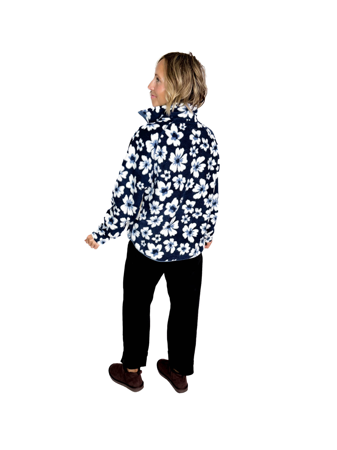 Dawn Full Zip Fleece Jacket- INDIGO FLORAL