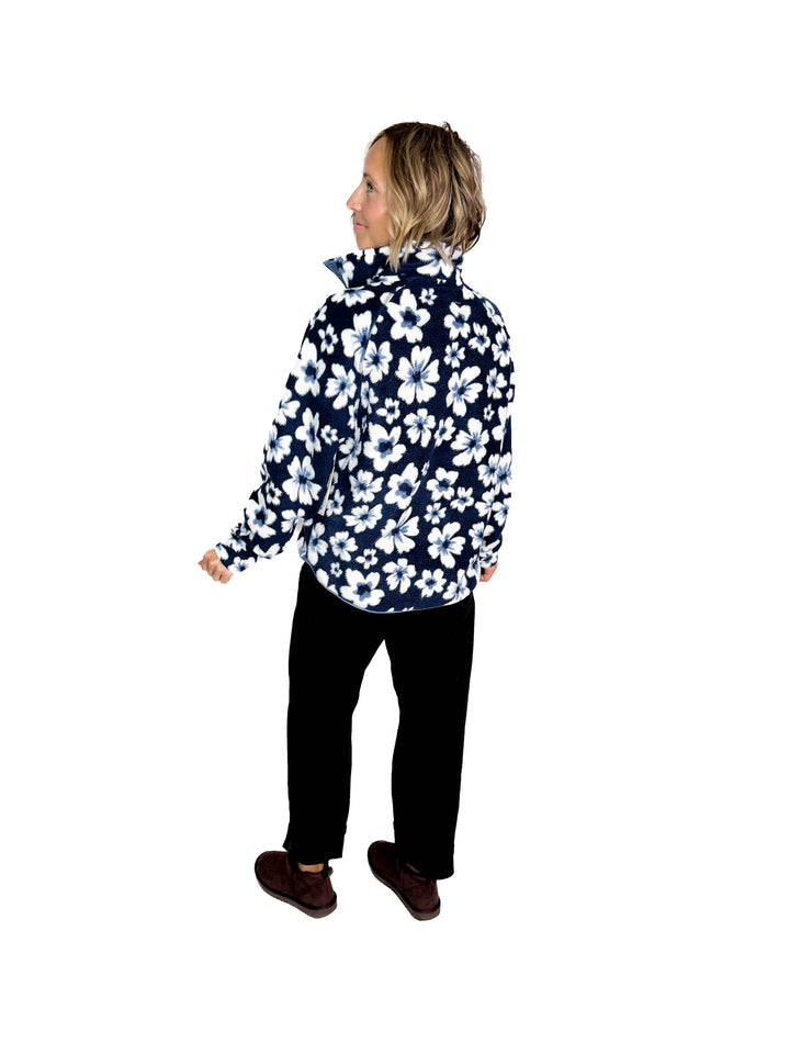 Dawn Full Zip Fleece Jacket- INDIGO FLORAL