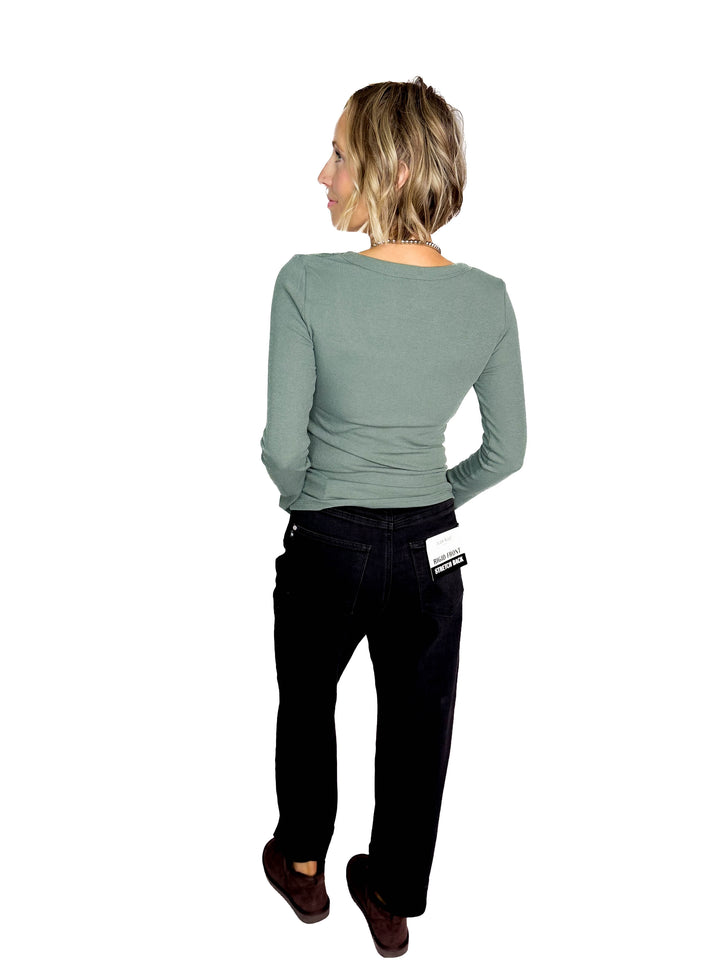 Beth Ribbed Scoop Neck Style- TEAL GREEN