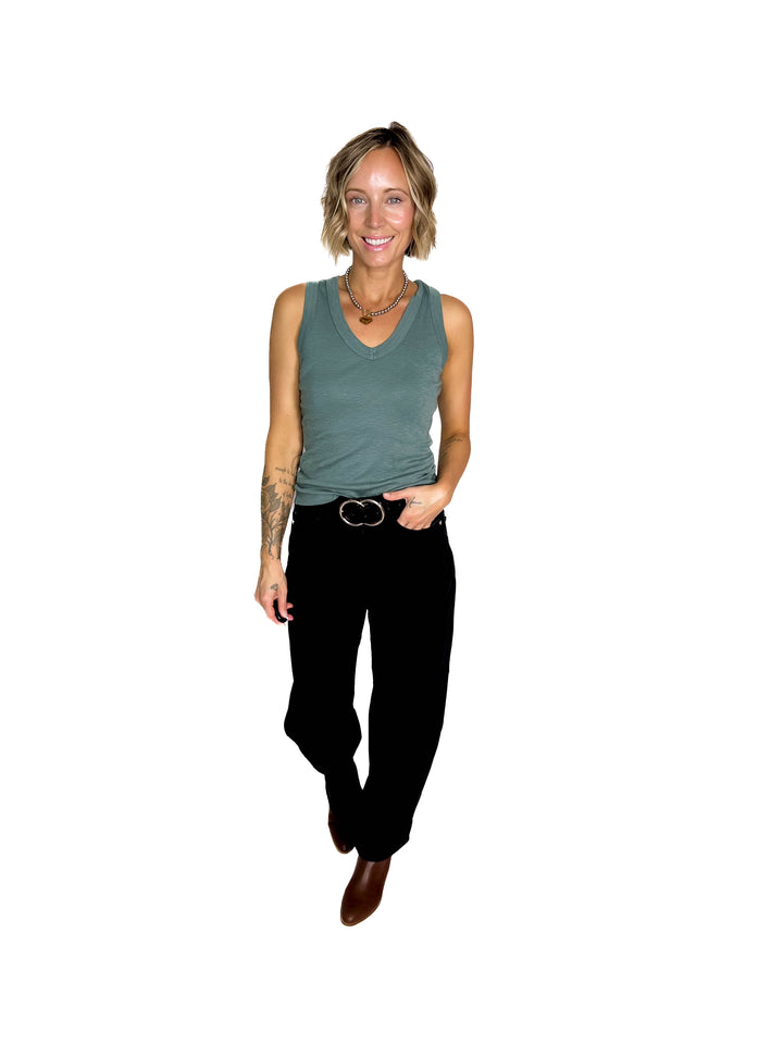 Cooper Cotton V-Neck Tank- EMERALD