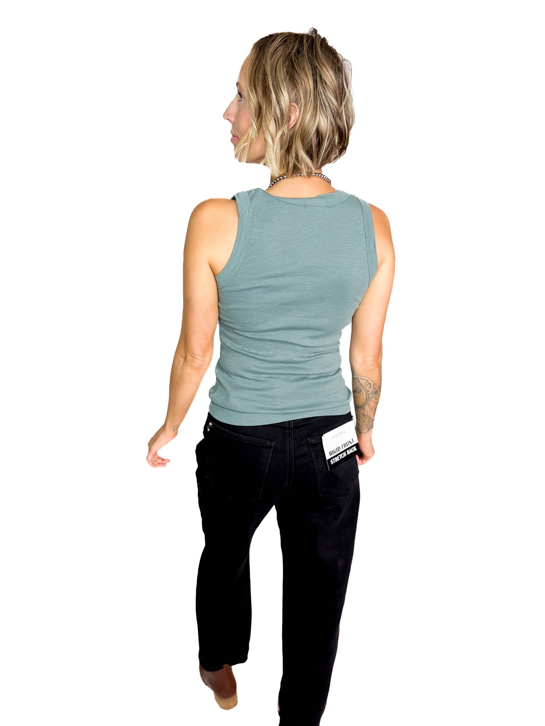 Cooper Cotton V-Neck Tank- EMERALD