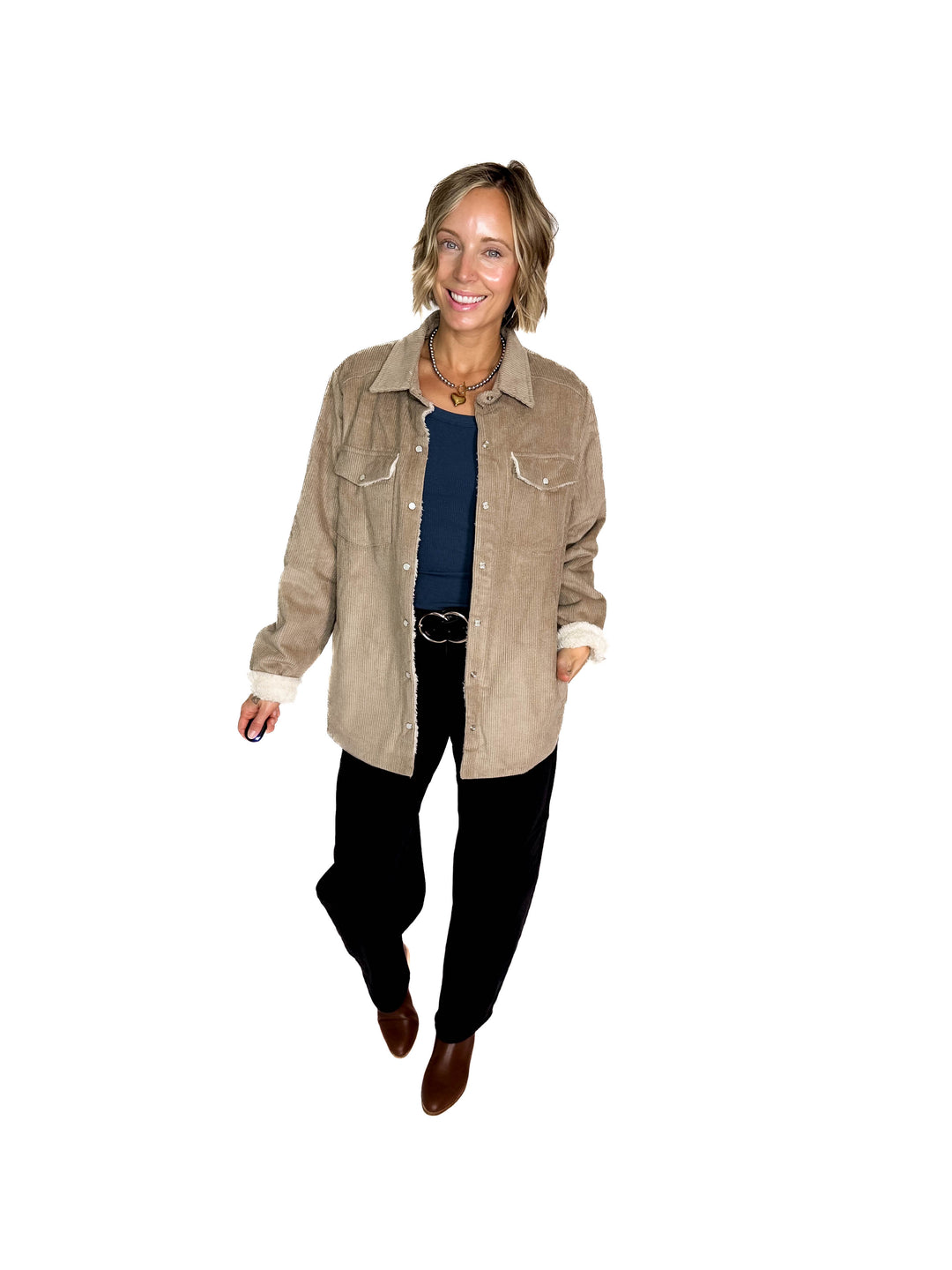 Ridge Corduroy Sherpa Lined Jacket- STONE