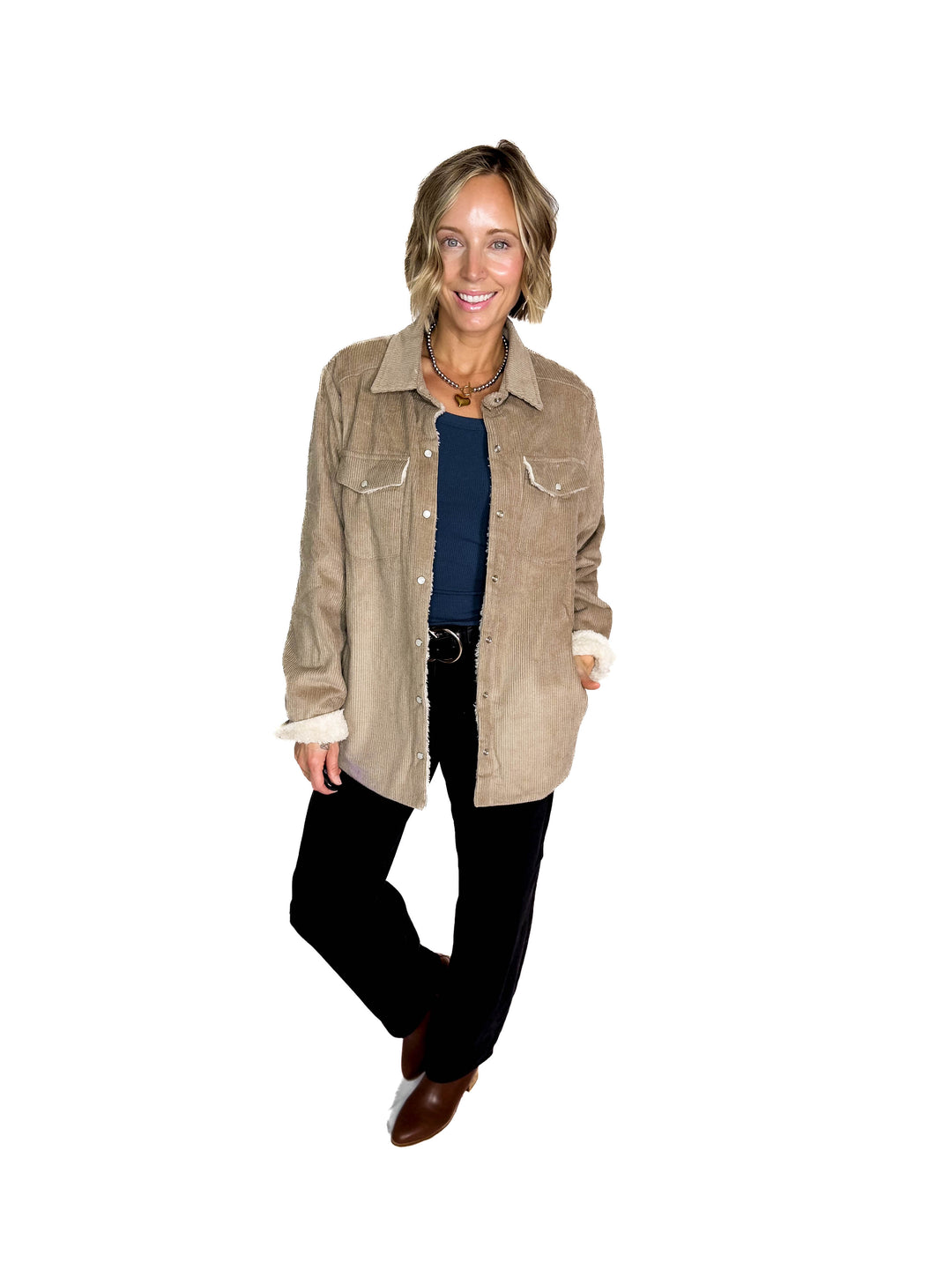 Ridge Corduroy Sherpa Lined Jacket- STONE