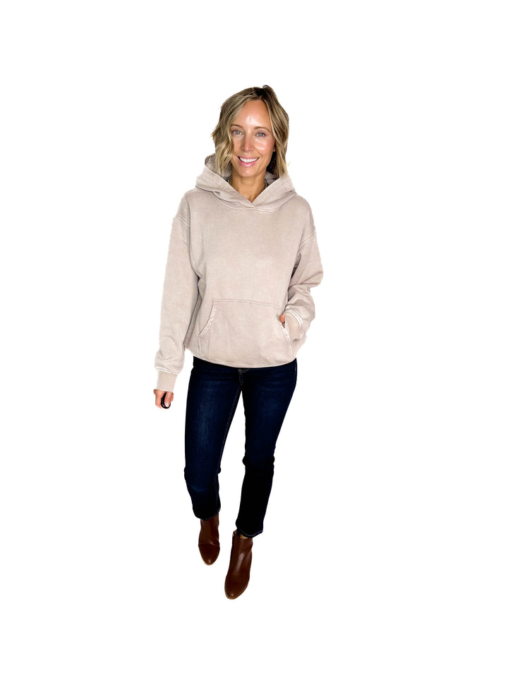 Sweater Weather Washed Hoodie- ASH MOCHA