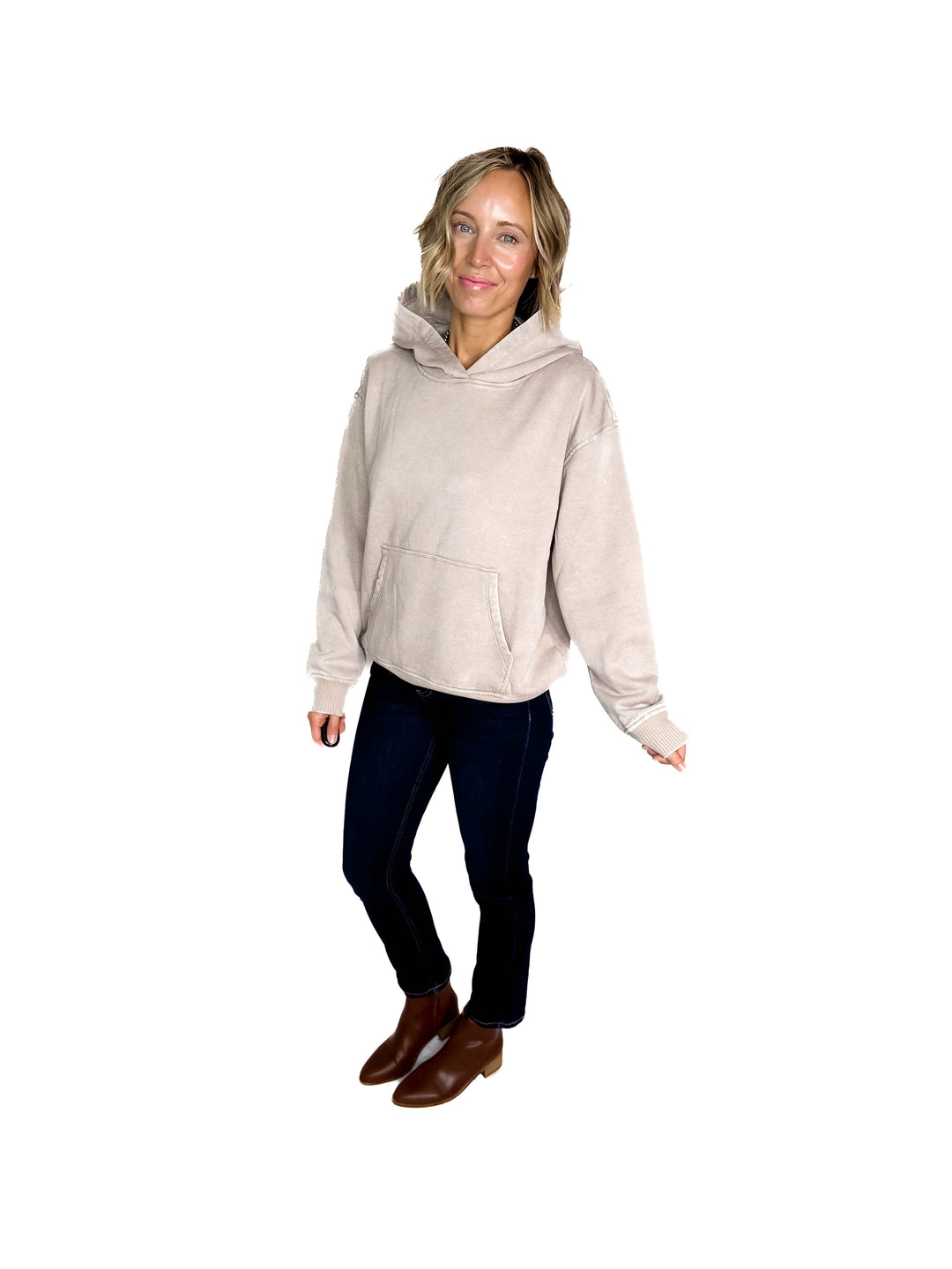 Sweater Weather Washed Hoodie- ASH MOCHA