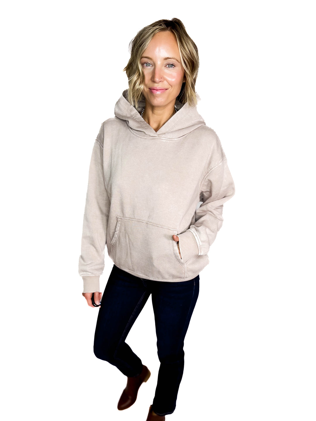 Sweater Weather Washed Hoodie- ASH MOCHA