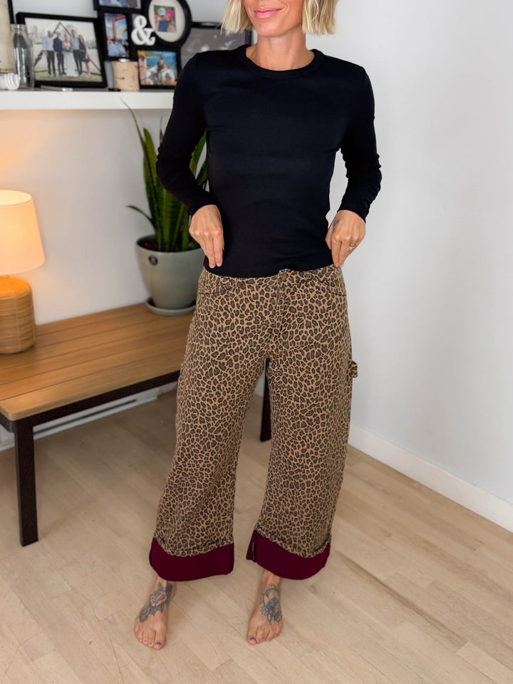 Imogen Mineral Washed Barrel Pant- LEOPARD