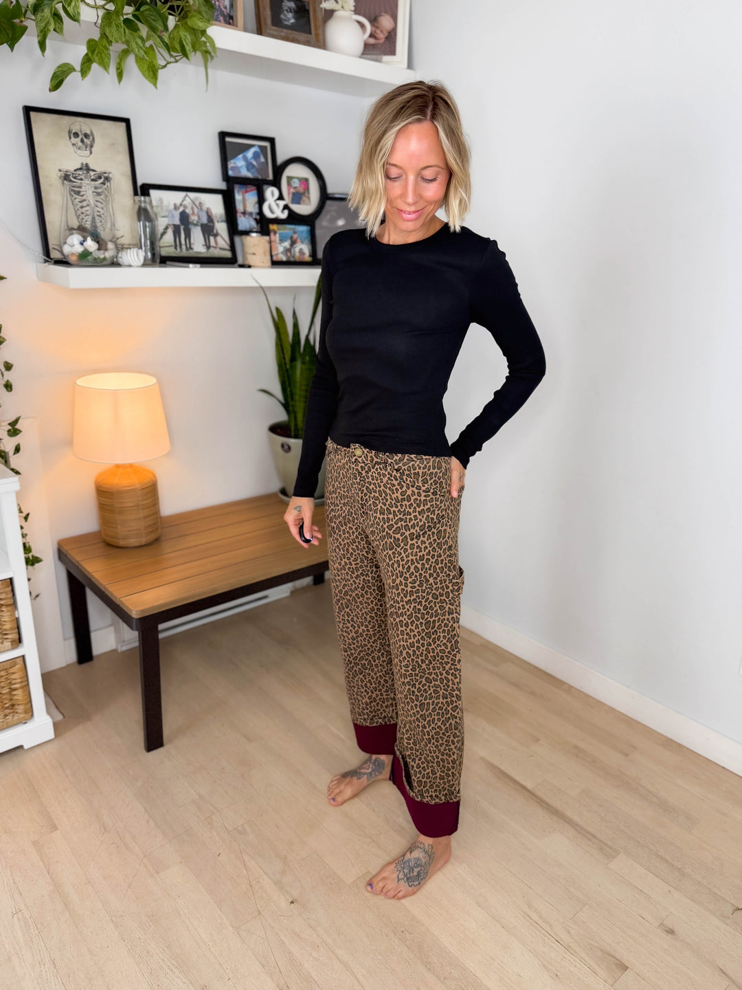 Imogen Mineral Washed Barrel Pant- LEOPARD