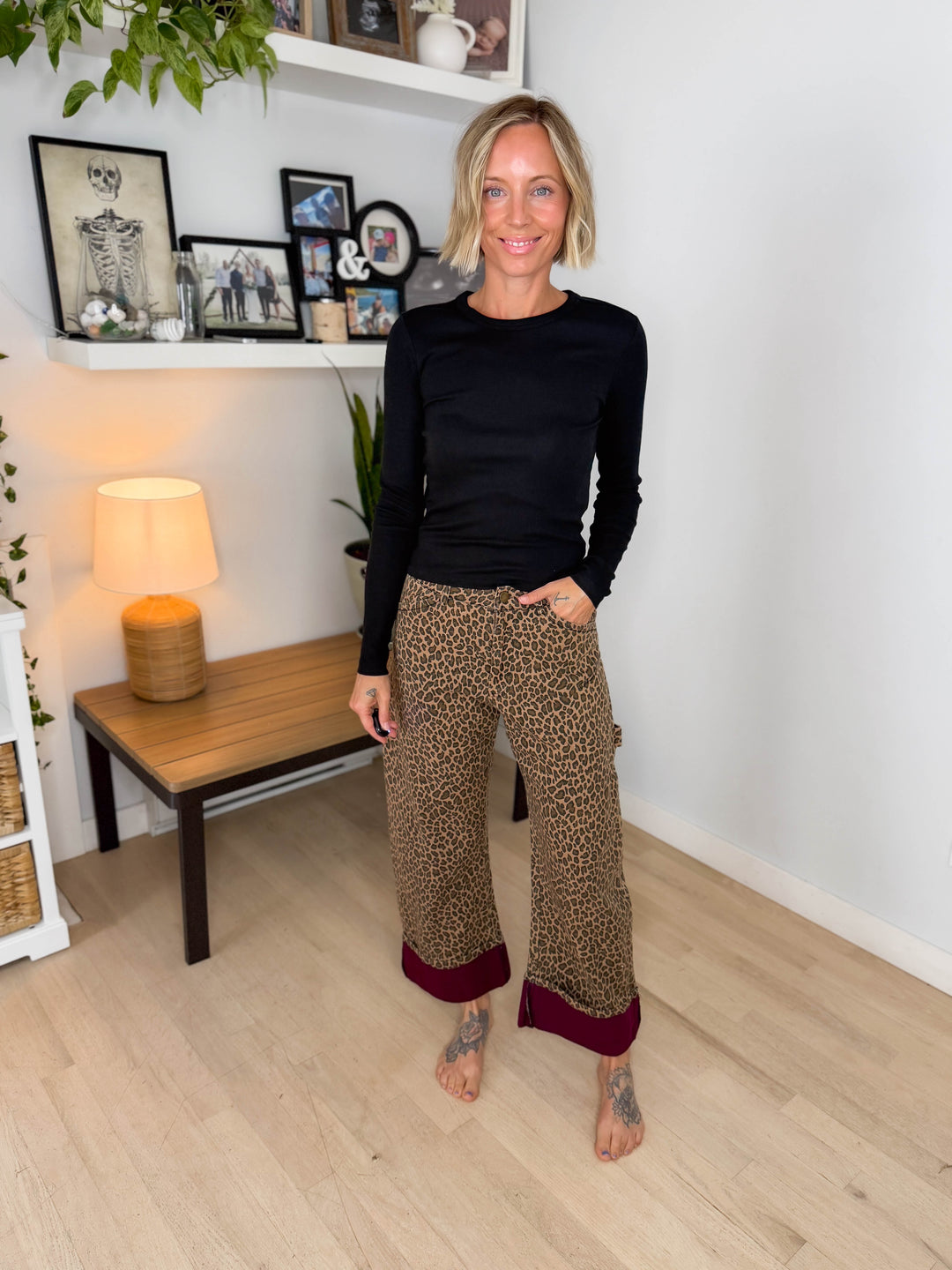 Imogen Mineral Washed Barrel Pant- LEOPARD