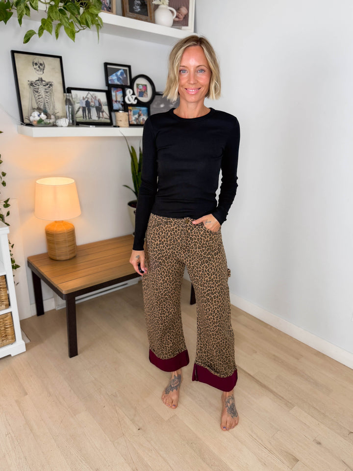Imogen Mineral Washed Barrel Pant- LEOPARD
