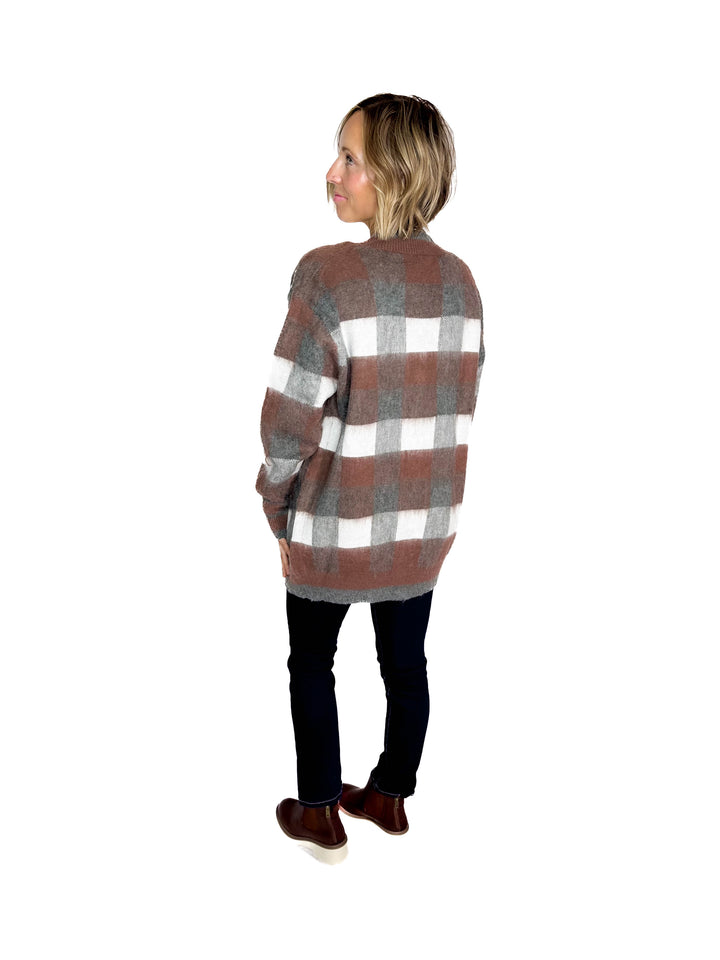 Thistle Tartan Plaid Cardigan- MOCHA