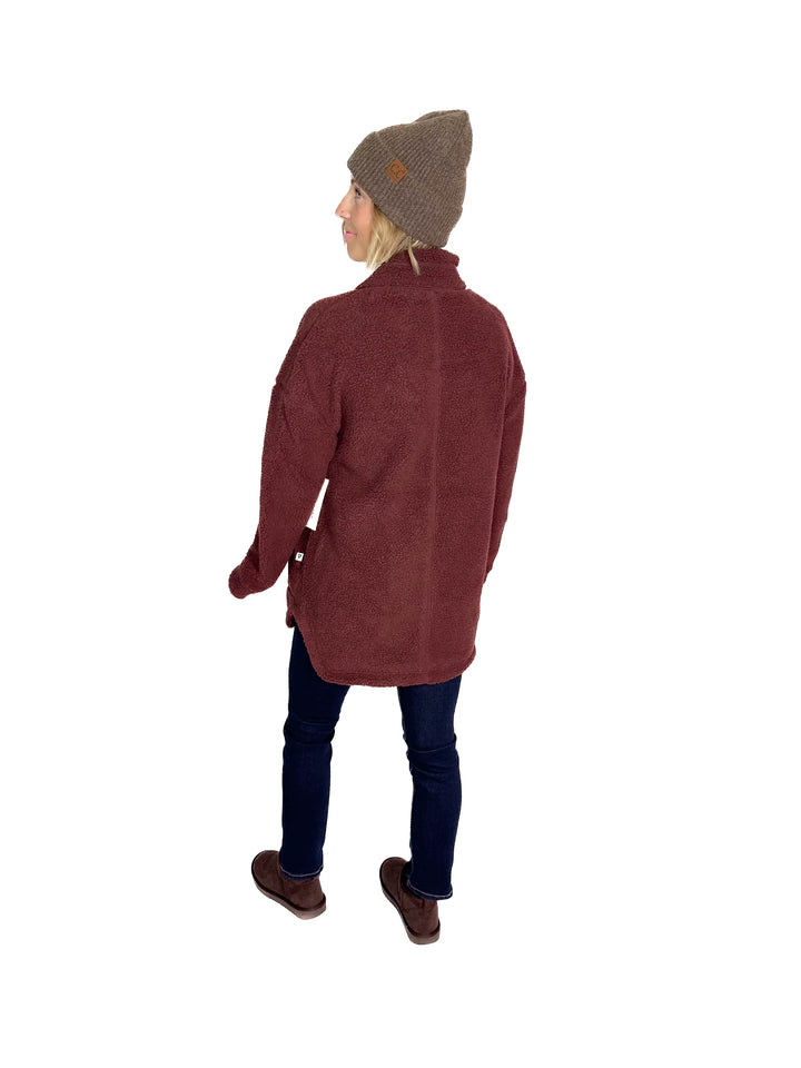 Tara Full Zip Berber Jacket- CHOCOLATE