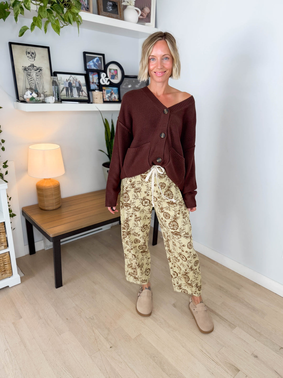 Annabeth Button Down Cardigan- DARK BROWN