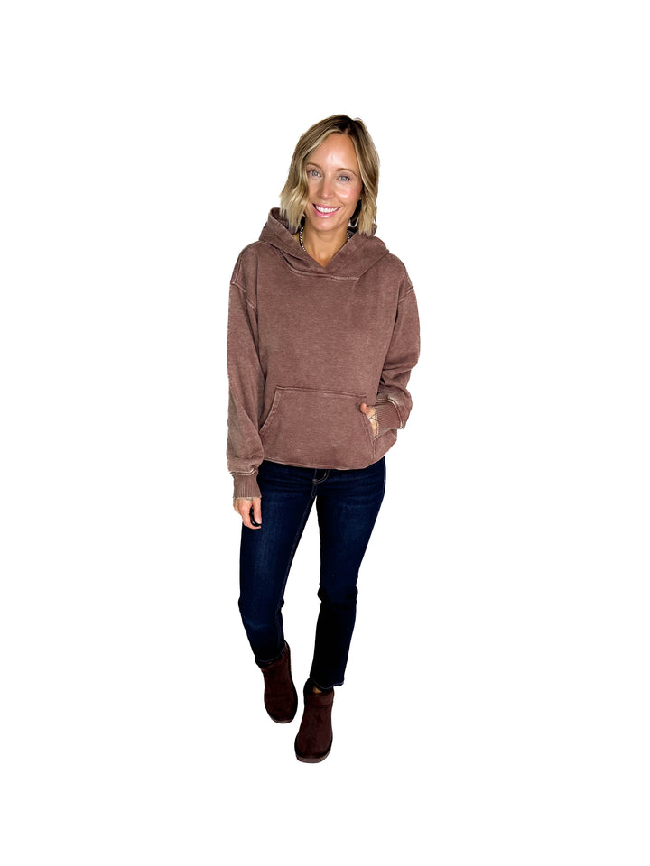 Sweater Weather Washed Hoodie- ESPRESSO