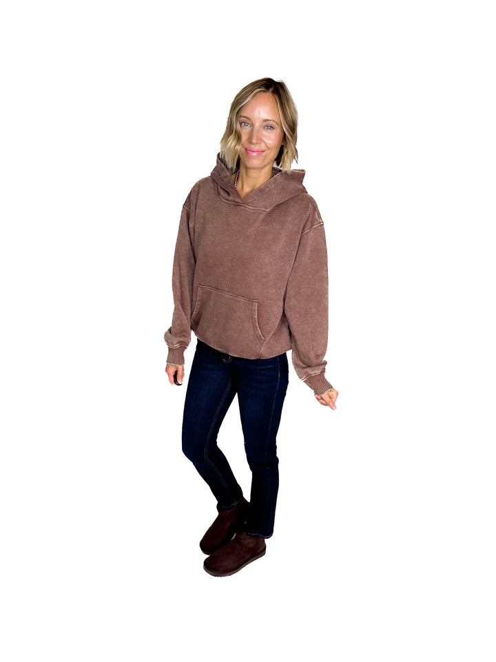Sweater Weather Washed Hoodie- ESPRESSO