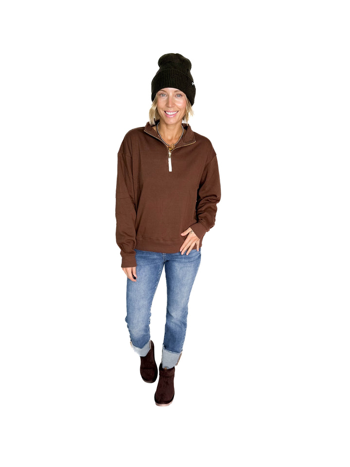 Dawson Classic 1/4 Zip Pullover- BROWN