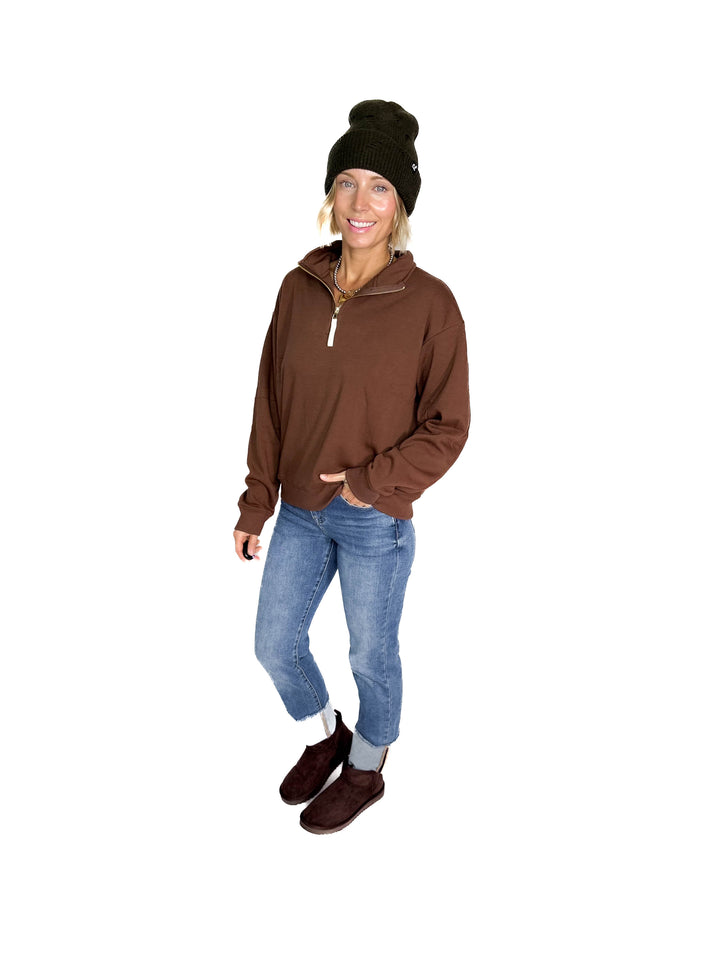 Dawson Classic 1/4 Zip Pullover- BROWN