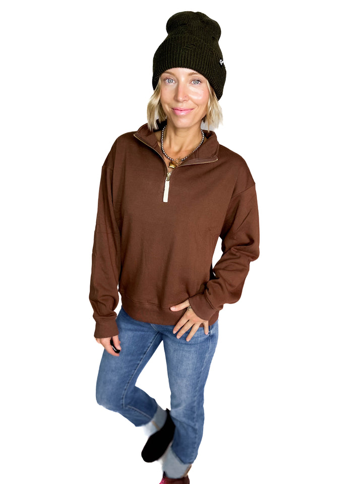 Dawson Classic 1/4 Zip Pullover- BROWN
