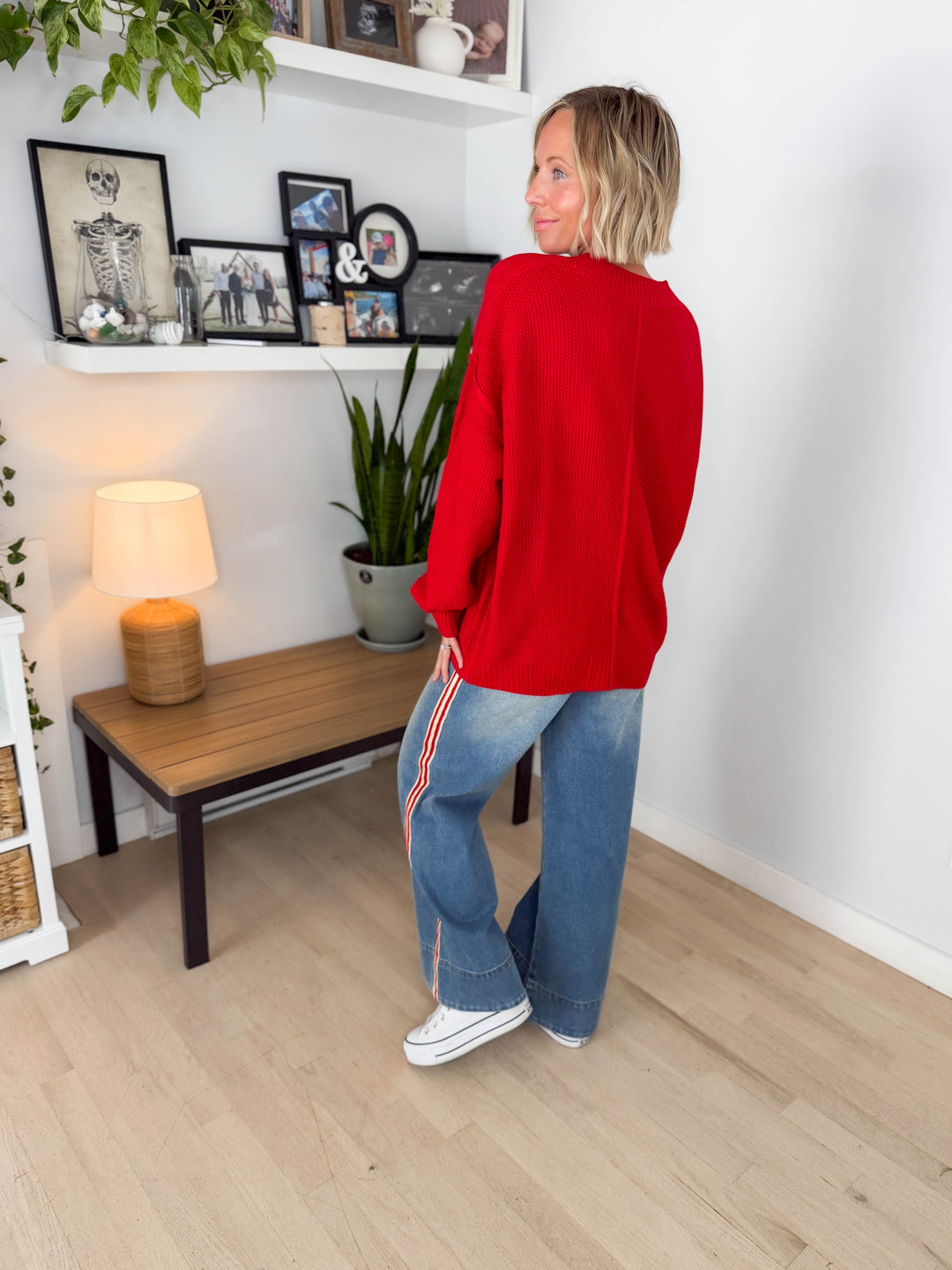 Annabeth Button Down Cardigan- RED
