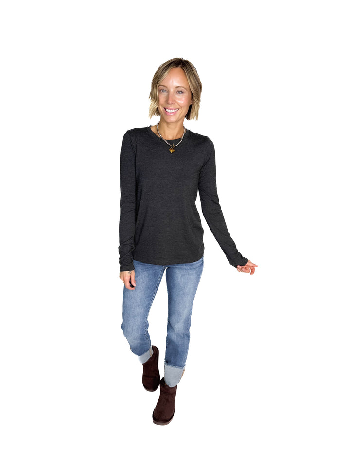 Not Your Basic Cotton Long Sleeve- CHARCOAL