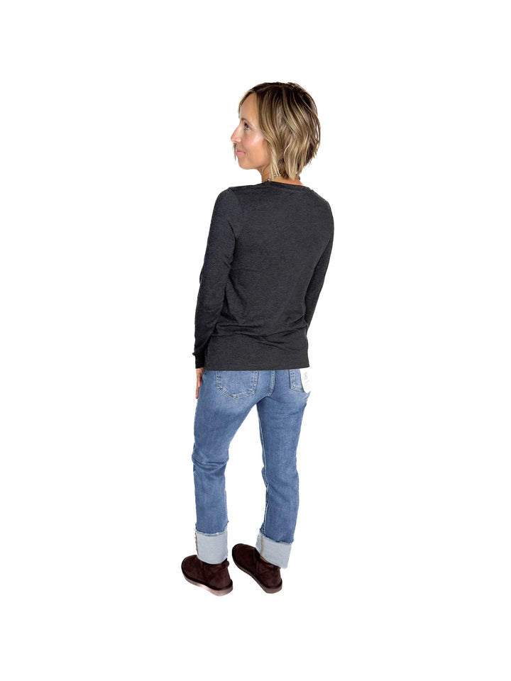 Not Your Basic Cotton Long Sleeve- CHARCOAL