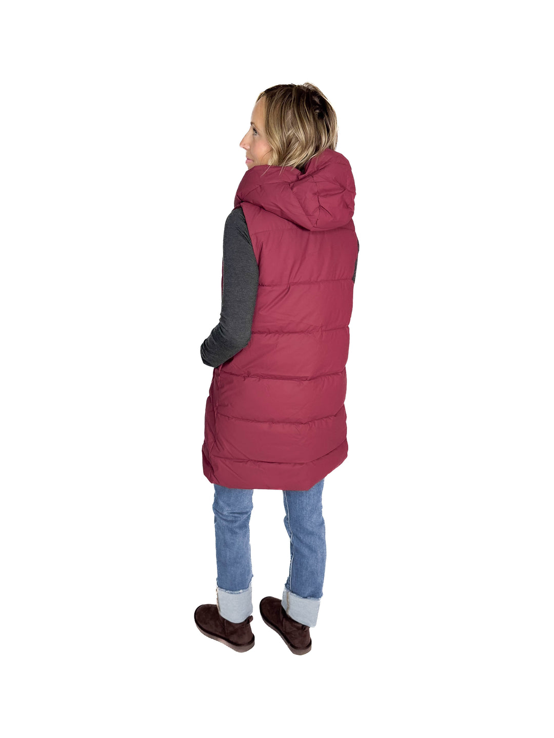Sierra Mist Coated Longline Vest- BURGUNDY
