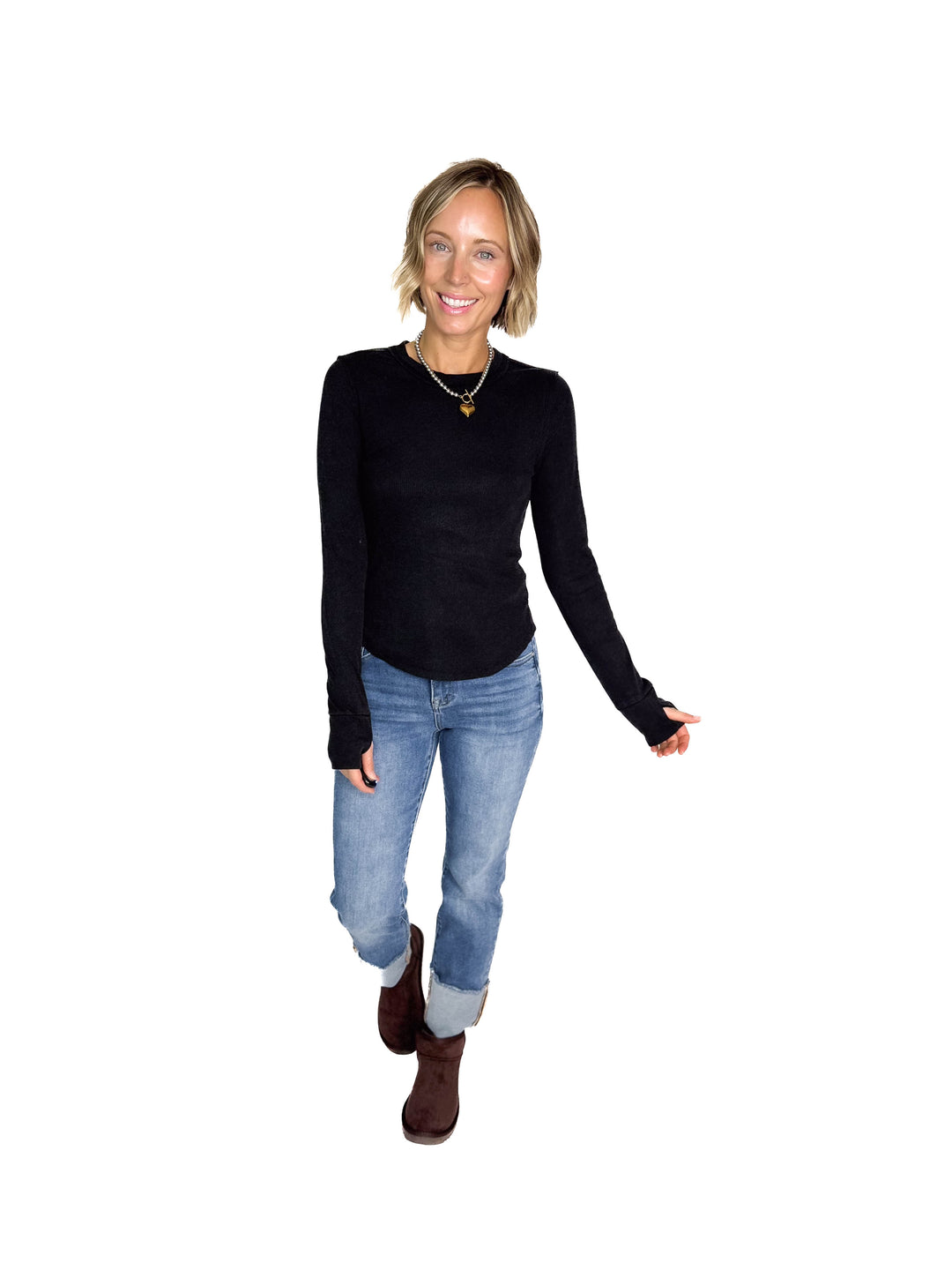 Tova Ribbed Long Sleeve- BLACK