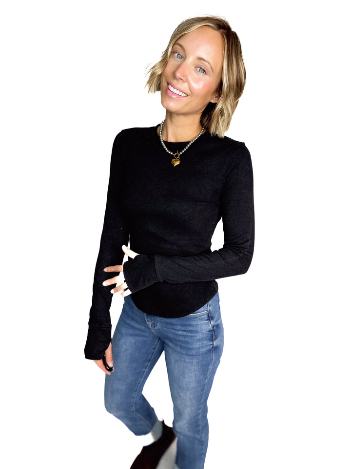 Tova Ribbed Long Sleeve- BLACK