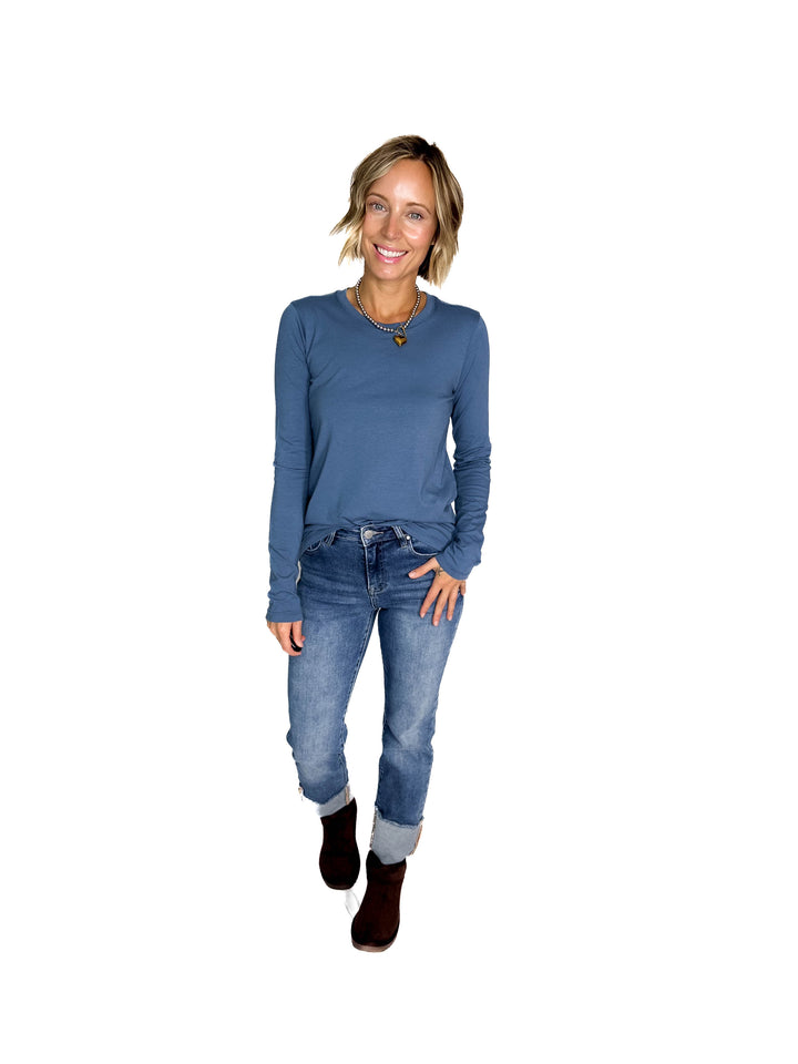 Not Your Basic Cotton Long Sleeve- DUSTY BLUE