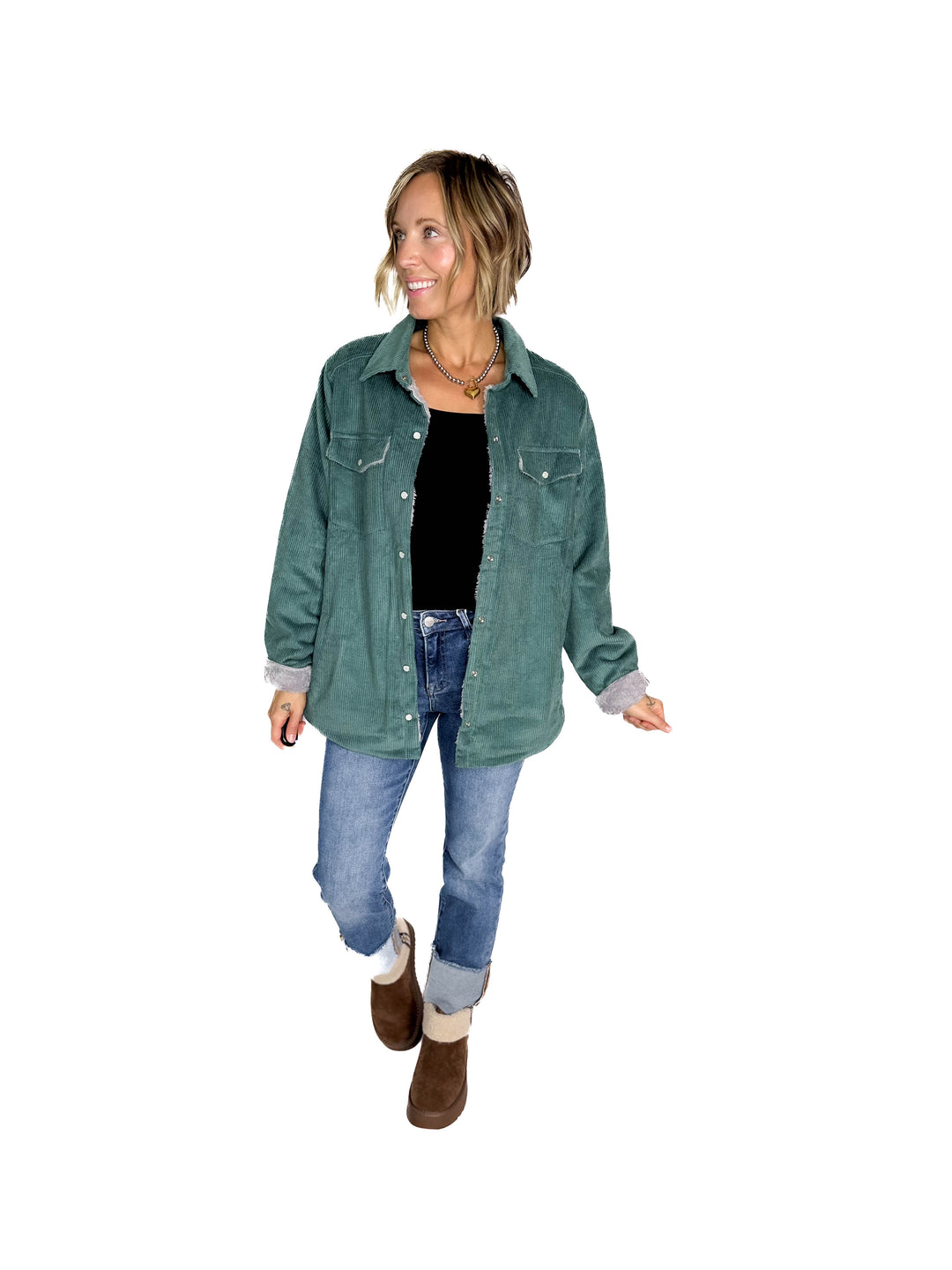 Ridge Corduroy Sherpa Lined Jacket- PEACOCK