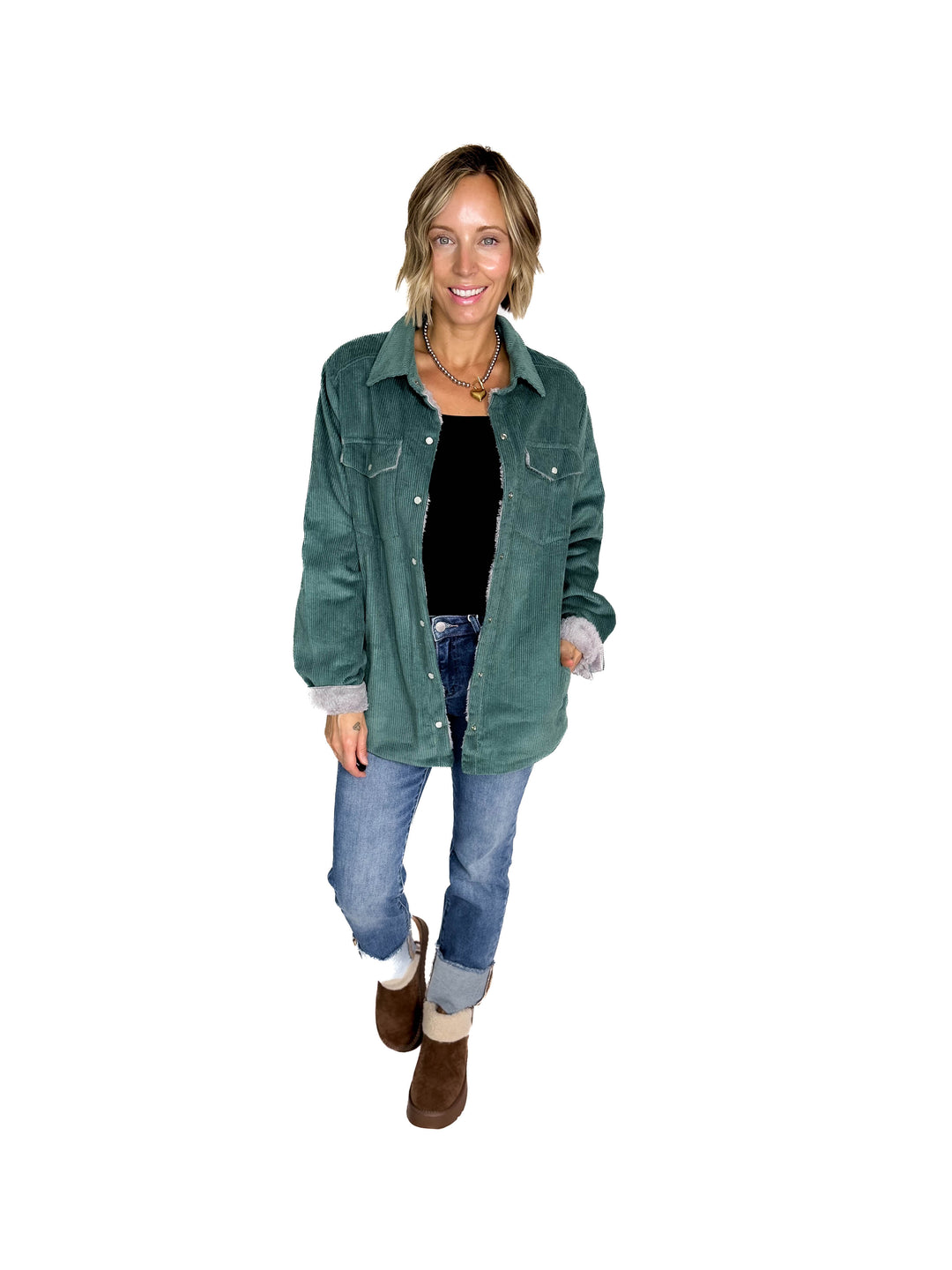 Ridge Corduroy Sherpa Lined Jacket- PEACOCK