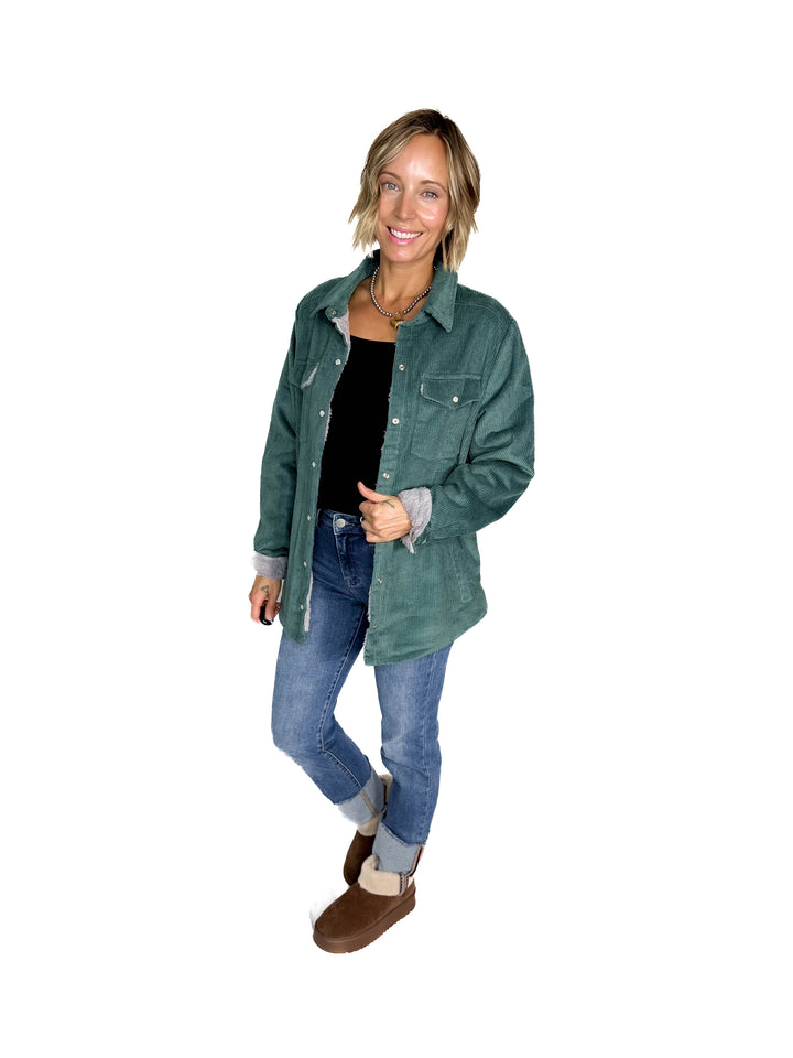 Ridge Corduroy Sherpa Lined Jacket- PEACOCK