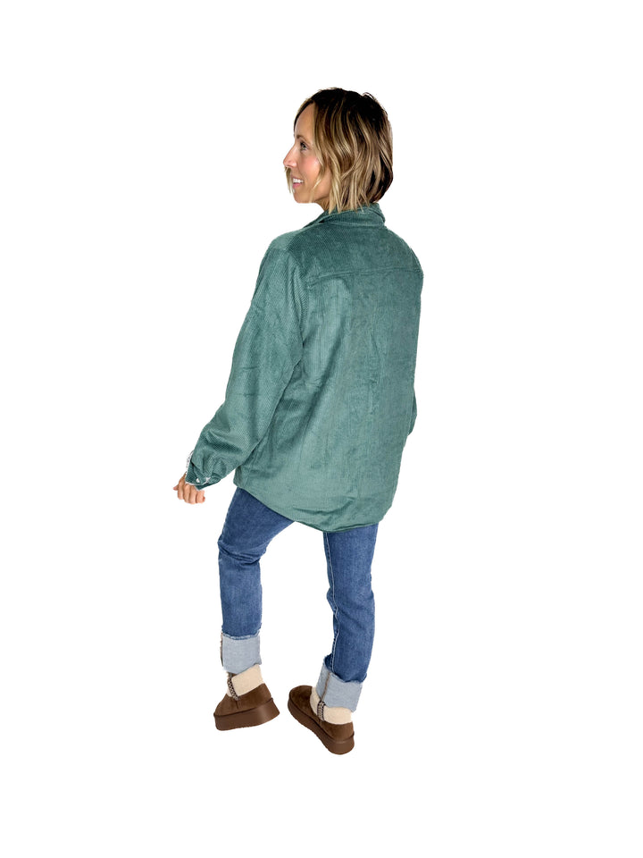 Ridge Corduroy Sherpa Lined Jacket- PEACOCK