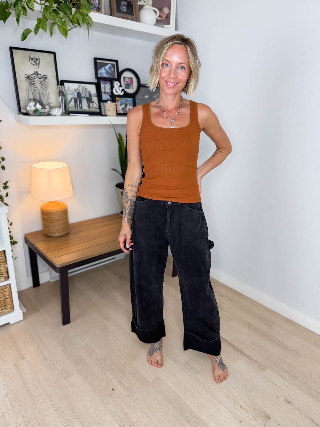 Blythe Washed Barrel Pant- ASH BLACK